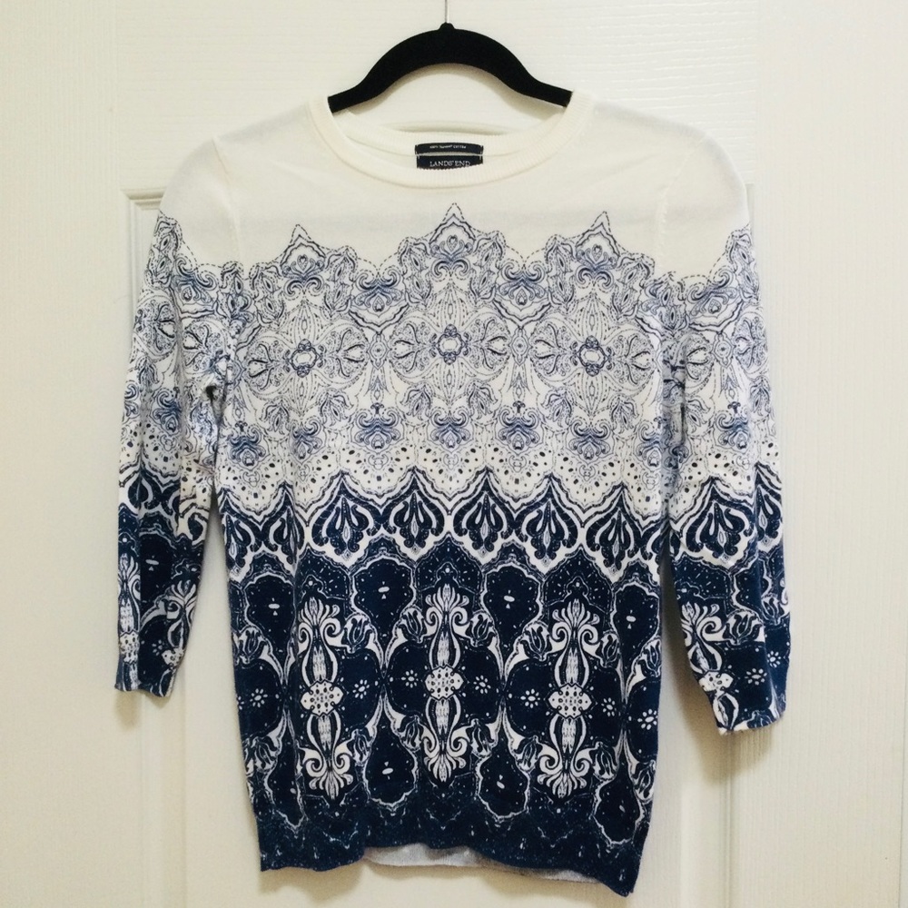 Lands’ End 100% supima cotton 3/4 sleeve sweater